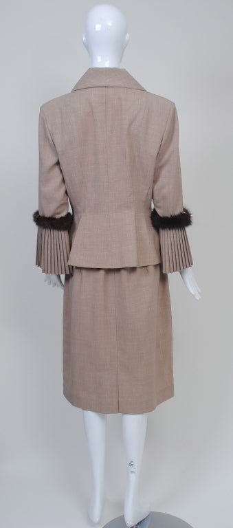 LILLI ANN SUIT WITH MINK-TRIMMED PLEATED SLEEVES 1