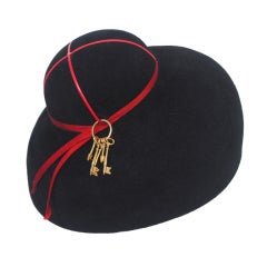 Adolfo Black Felt Hat w/keys