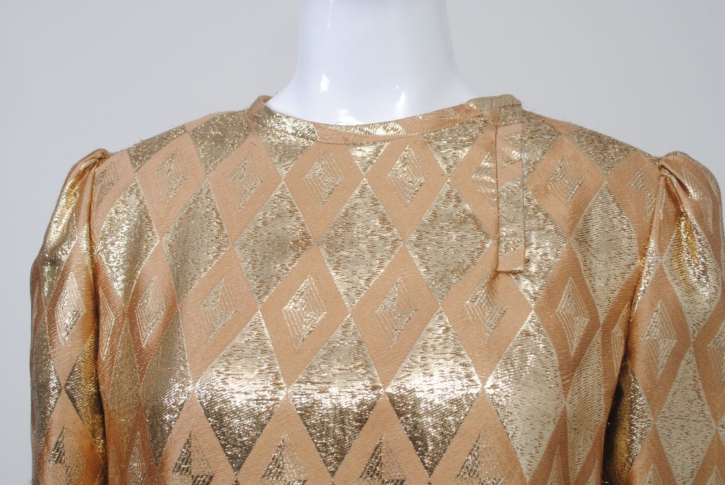 Brown Bill Blass Metallic Diamond Cocktail Dress