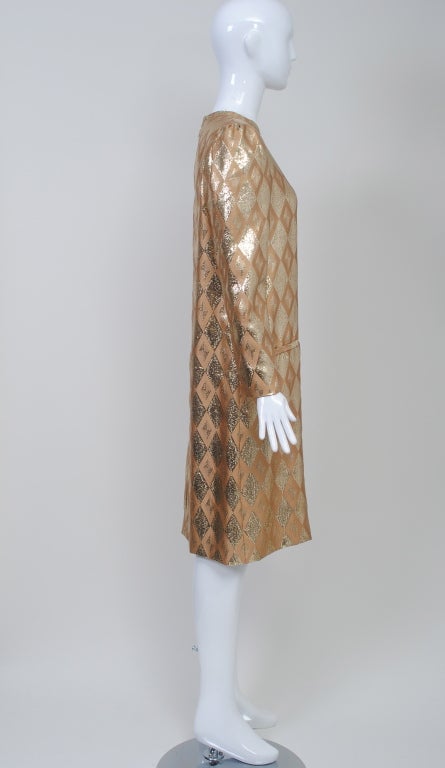 Bill Blass Metallic Diamond Cocktail Dress In Good Condition In Alford, MA