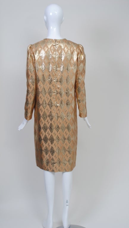 Women's Bill Blass Metallic Diamond Cocktail Dress