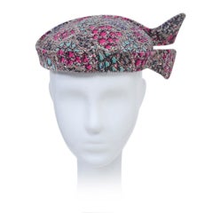 PRINT VELVET HAT W/SEQUINS 6
