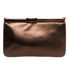 JUDITH LEIBER BROWN LEATHER CLUTCH