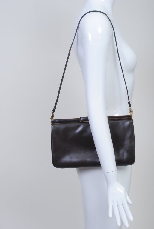JUDITH LEIBER BROWN LEATHER CLUTCH 6