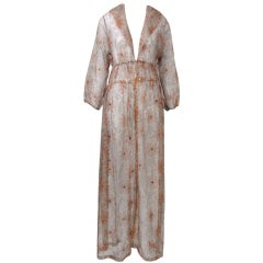 THEA PORTER  PRINTED ORGANZA COAT W/GOLD THREAD