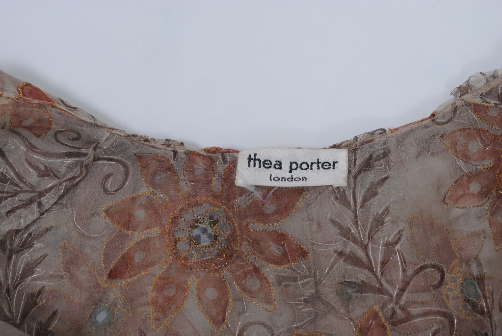 THEA PORTER  PRINTED ORGANZA COAT W/GOLD THREAD 2