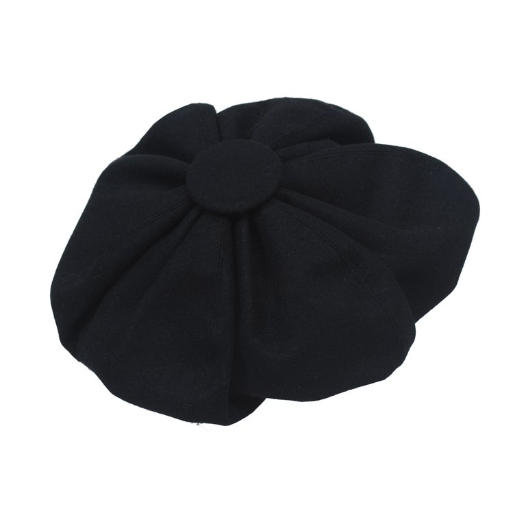 Hattie Carnegie Black Wool Beret