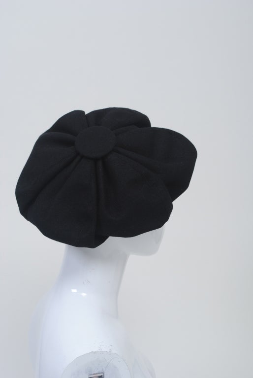 Hattie Carnegie Black Wool Beret 1