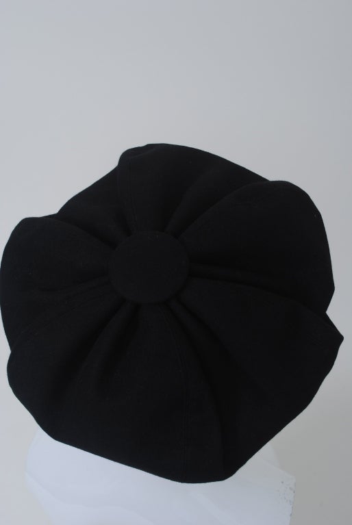 Hattie Carnegie Black Wool Beret 3