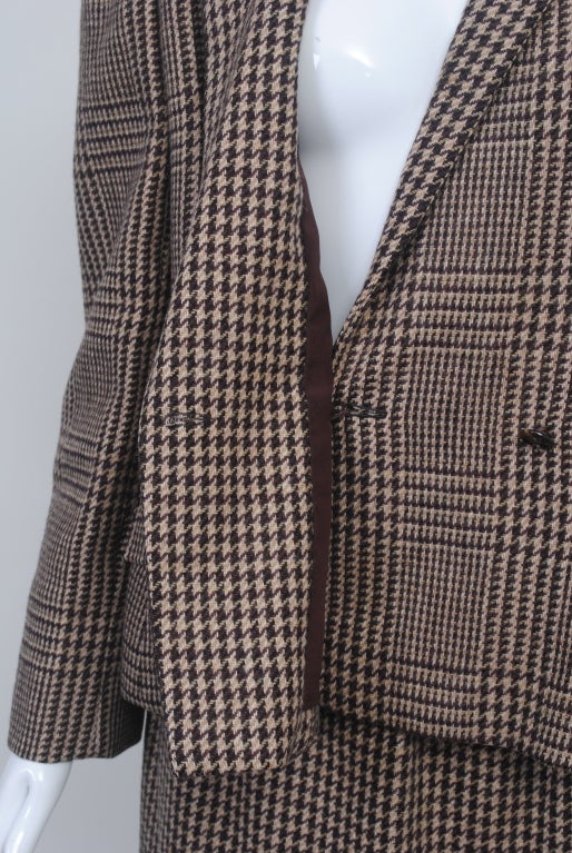 Bill Blass Brown/Plaid Check Suit with Shawl 3