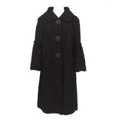 BROWN PERSIAN LAMB COAT WITH BELL SLEEVES