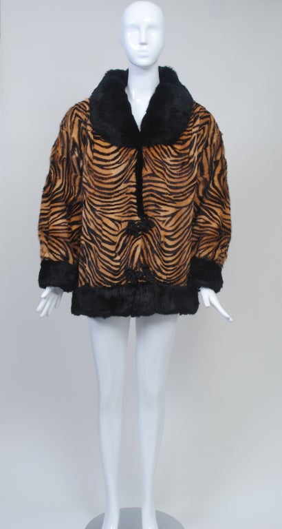 TIGER-STENCILED 1980S MINK JACKET