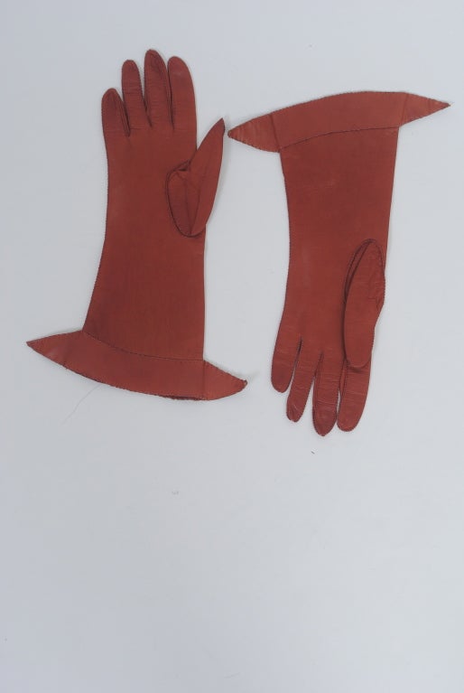 CINNAMON LEATHER GLOVES W/BROWN ALLIGATOR CUFFS