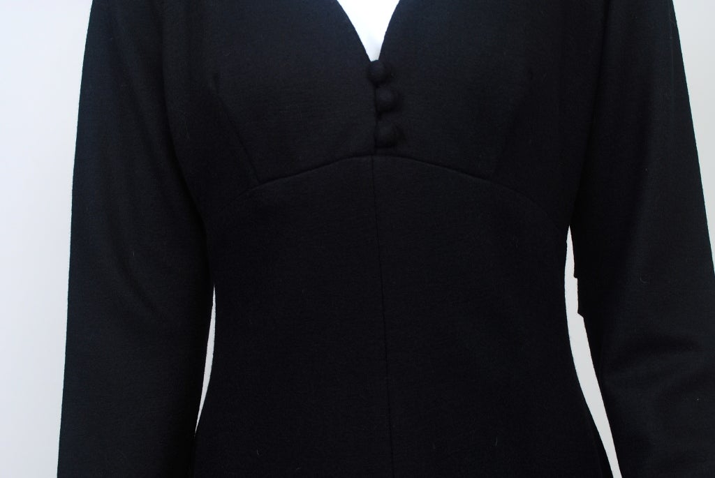 Black BLACK WOOL JERSEY DRESS W/FOX CUFFS For Sale