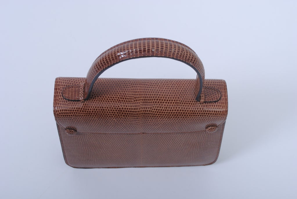 CARAMEL LIZARD 1960S HANDBAG 1