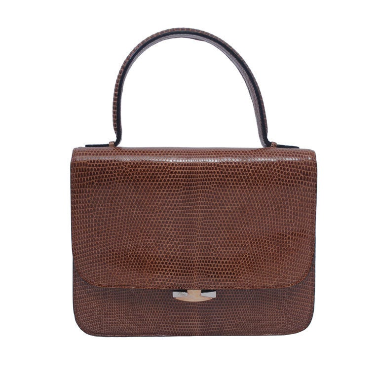 CARAMEL LIZARD 1960S HANDBAG