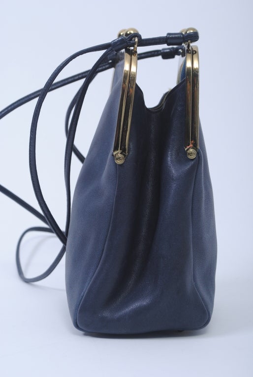 Women's BONNIE CASHIN DARK BLUE DOUBLE-KISSLOCK SHOULDER BAG