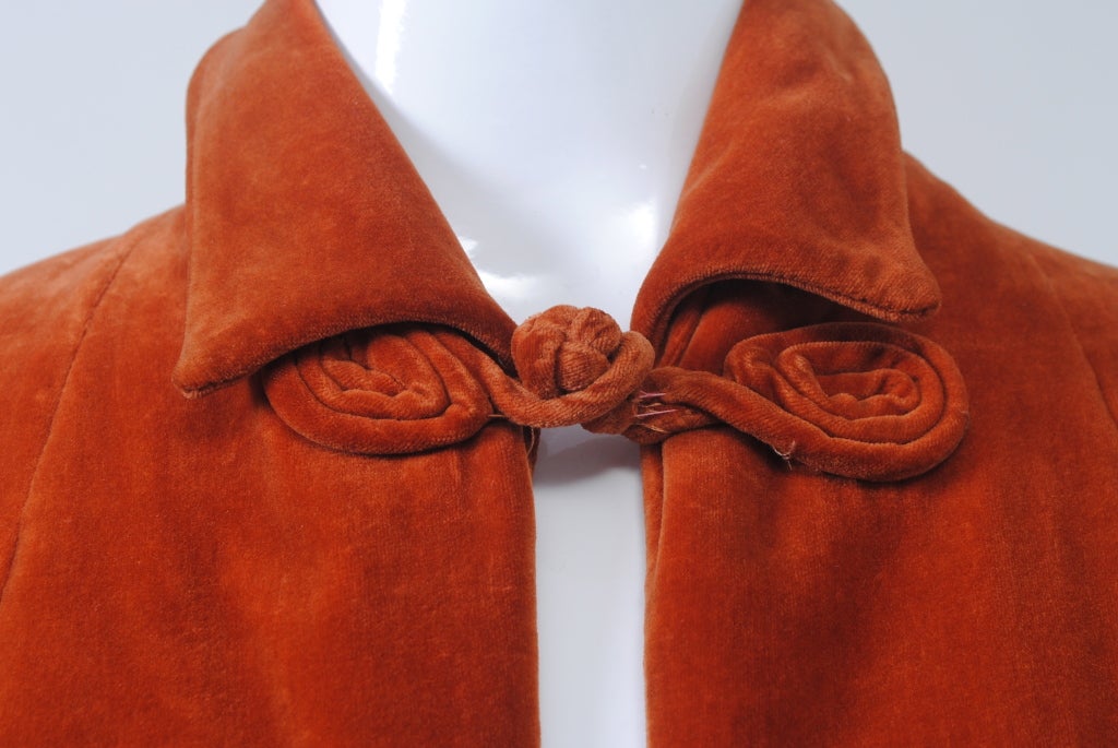 1940s Burnt Orange Velvet Jacket In Good Condition In Alford, MA