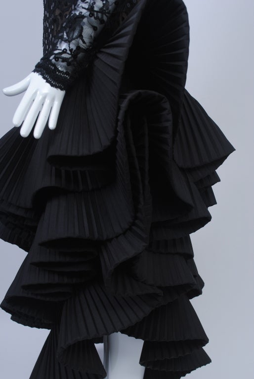 Victor Costa Asymmetrical Ruffle/Lace Dress 4