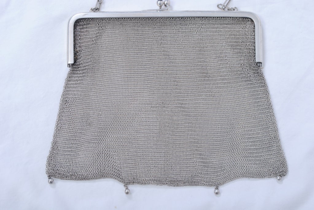 Women's 1920s Silverplate Chainmail Evening Bag