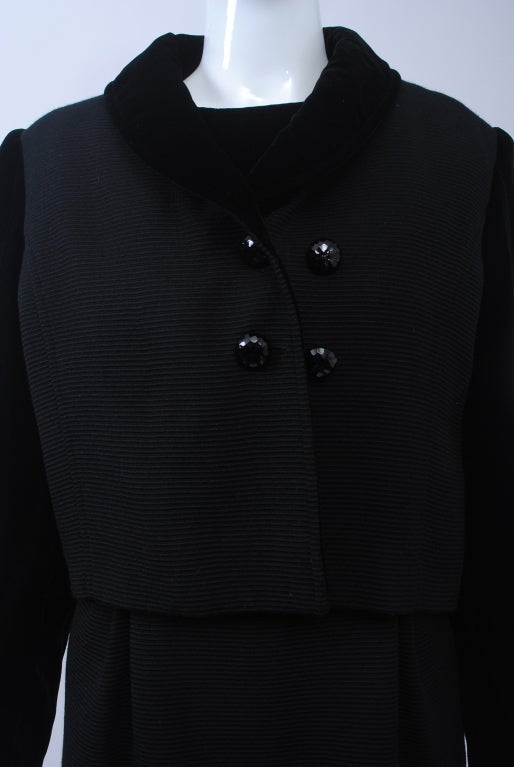 Valentino Black Wool and Velvet Ensemble, 1980s  In Excellent Condition In Alford, MA