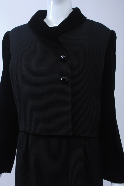 Women's Valentino Black Wool and Velvet Ensemble, 1980s 