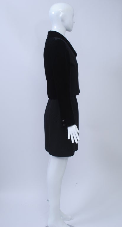 Valentino Black Wool and Velvet Ensemble, 1980s  1