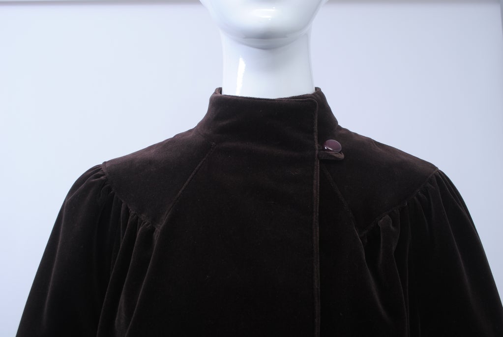 Black Brown Velvet 1970s Coat For Sale