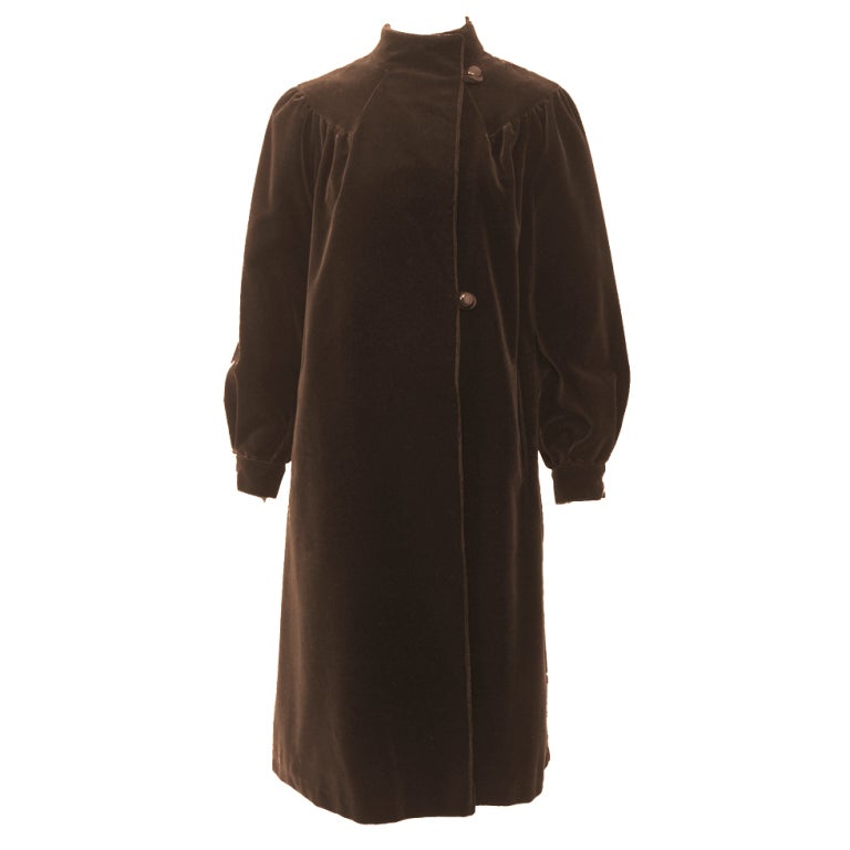 Brown Velvet 1970s Coat For Sale