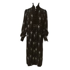 ZANDRA RHODES CACTUS PRINT CREPE DRESS