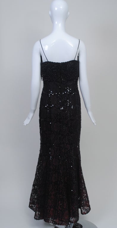 BEADED AND SEQUINED OMBRE LACE GOWN For Sale at 1stdibs
