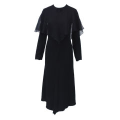 VALENTINO BLACK DRESS W/CAPELET DETAIL