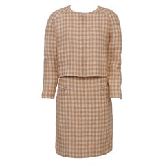 COURREGES CAMEL AND WHITE CHECKED SUIT