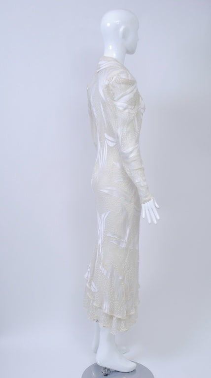 Gray Judy Hornby White-on-White Bias Gown For Sale