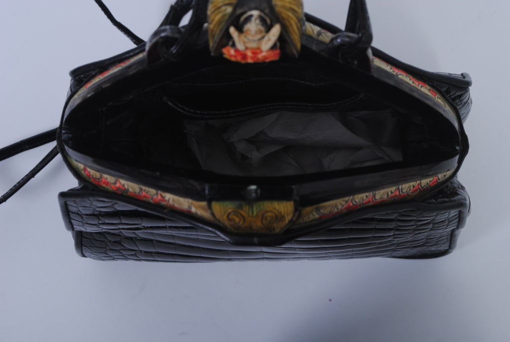 BLACK ALLIGATOR SHOULDER BAG W/CELLULOID FRAME 6