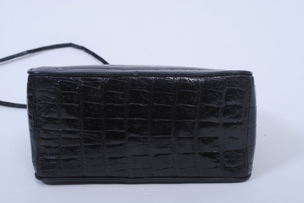 BLACK ALLIGATOR SHOULDER BAG W/CELLULOID FRAME 3