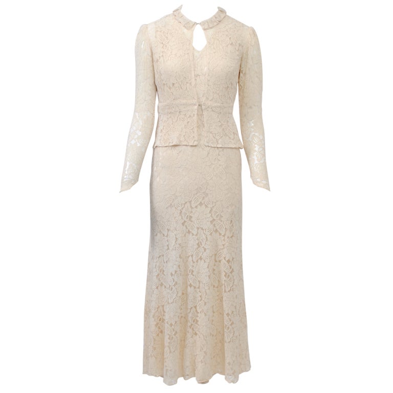 Ivory Lace 1930s Wedding Ensemble For Sale at 1stDibs | 1930s wedding ...