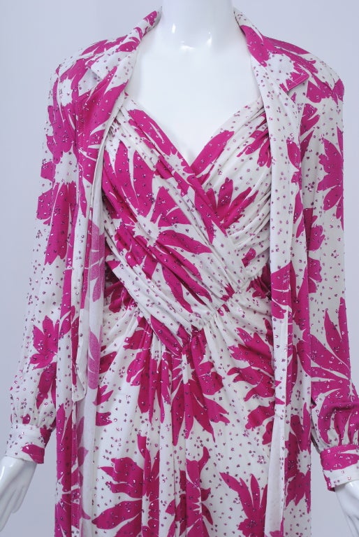 Hidy Misawa Fuchsia Sparkle Print Ensemble In Good Condition For Sale In Alford, MA