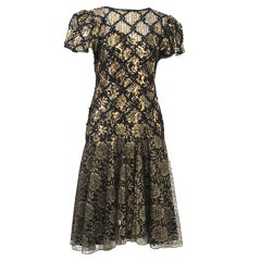 GEOFFREY BEENE BLACK/GOLD LACE DRESS