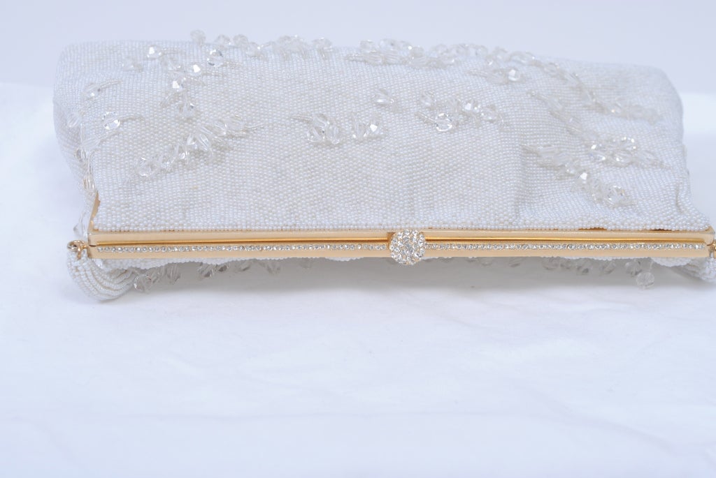 white beaded handbag