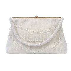 White Beaded Bag with Crystals, France 7