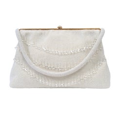 White Beaded Bag with Crystals, France