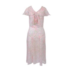 1930s Pastel Floral Print Day Dress