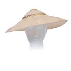 ADOLFO NATURAL STRAW HAT WITH GOLD BRAID
