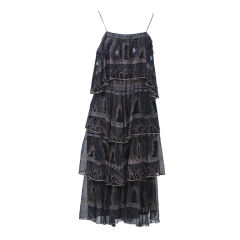 ZANDRA RHODES BLACK PRINT CHIFFON