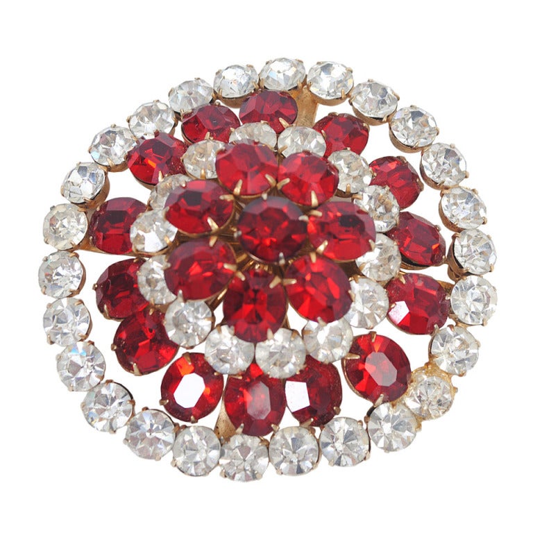 Coro Large Crystal Brooch at 1stDibs