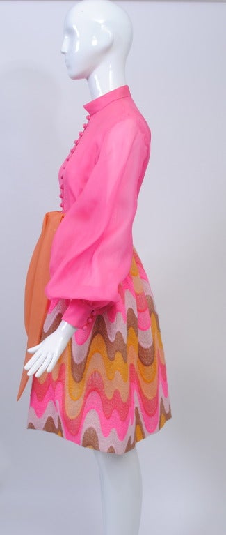 BILL BLASS NEON/FLAME STITCH DRESS In Excellent Condition In Alford, MA