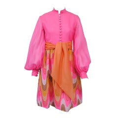 BILL BLASS NEON/FLAME STITCH DRESS