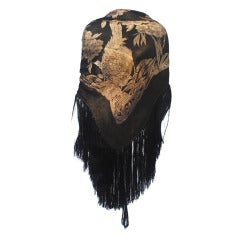Art Deco Black and Gold Lame Shawl