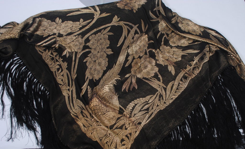 Art Deco Black and Gold Lame Shawl 1
